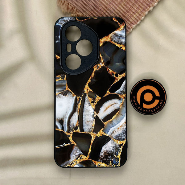 Honor 400 Pro - Black Marble Design 5 - Premium Metal Printed Soft Bumper Shock Proof Case