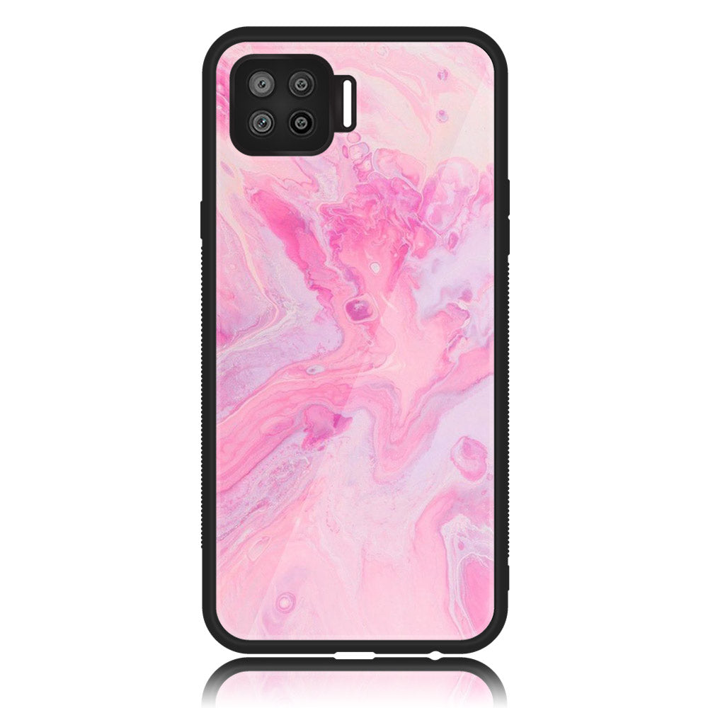 Oppo A93 4G - Pink Marble Series - Premium Printed Glass soft Bumper shock Proof Case