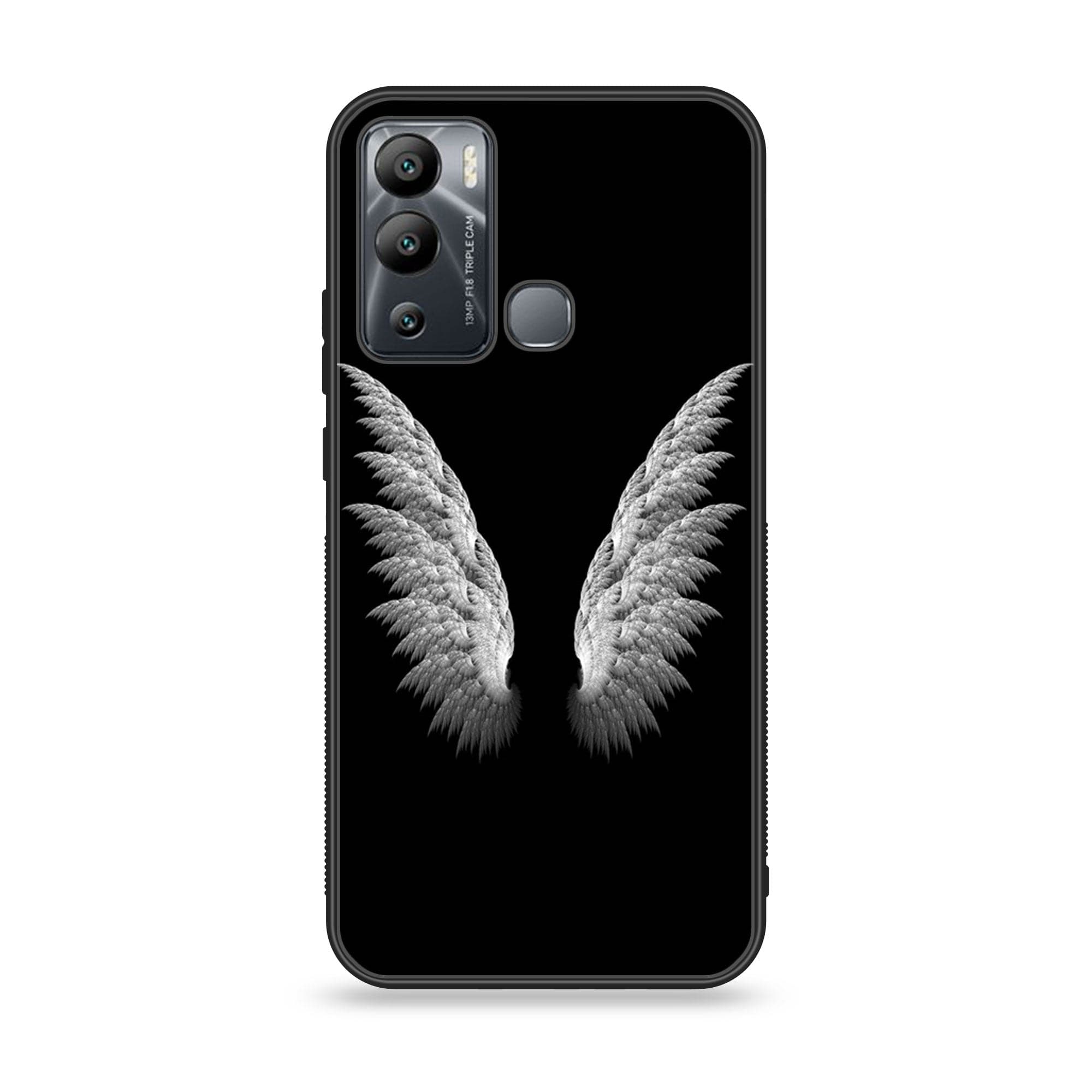 Infinix Hot 12 Play - Angel Wings Series - Premium Printed Glass soft Bumper shock Proof Case