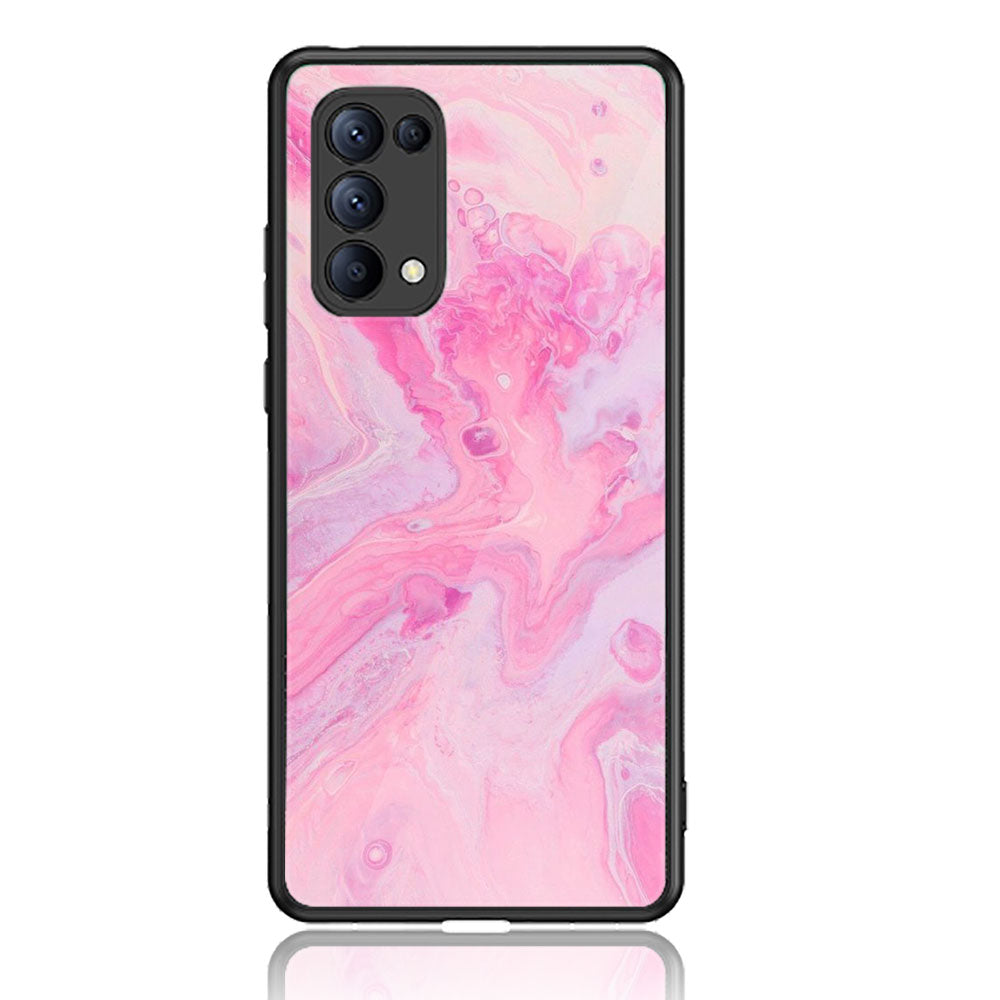Oppo Reno 4 4G  - Pink Marble Series - Premium Printed Glass soft Bumper shock Proof Case
