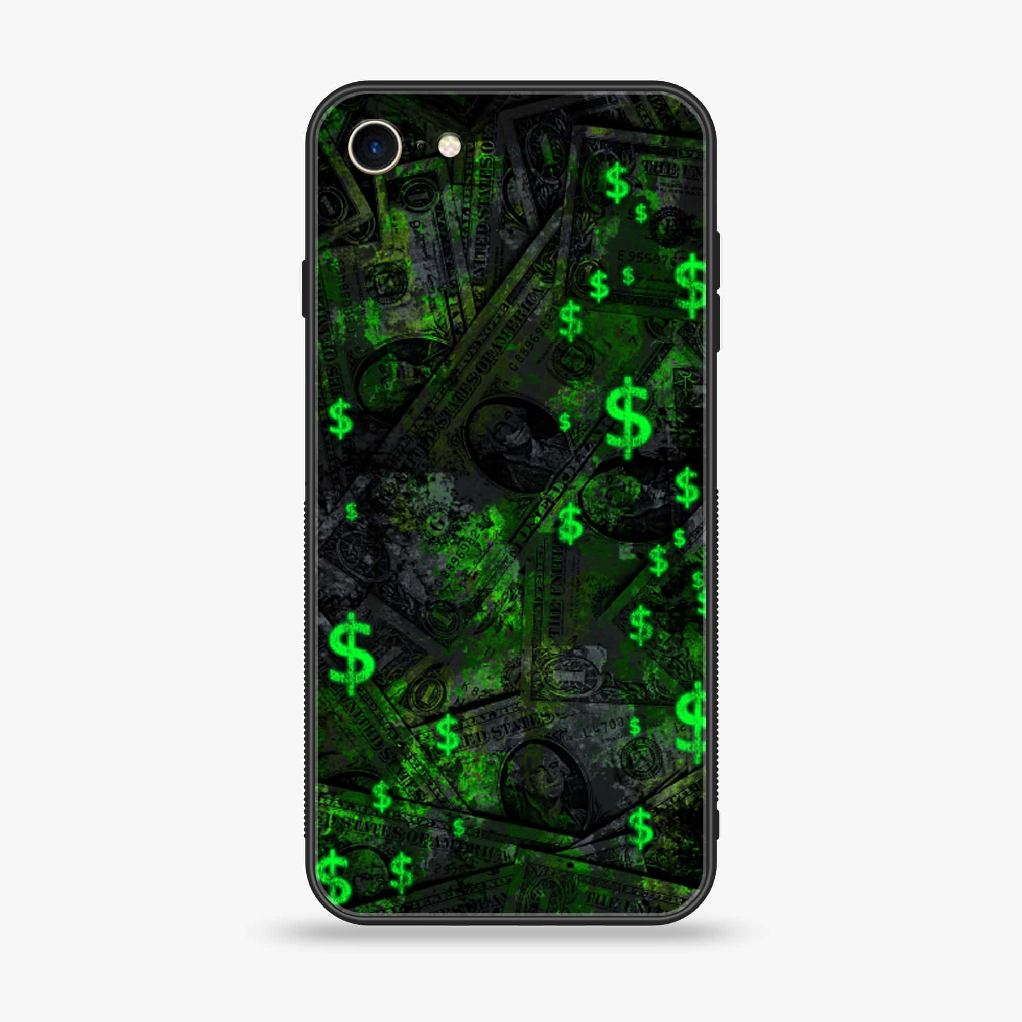 iPhone 8 - Dollar Series - Premium Printed Glass soft Bumper shock Proof Case