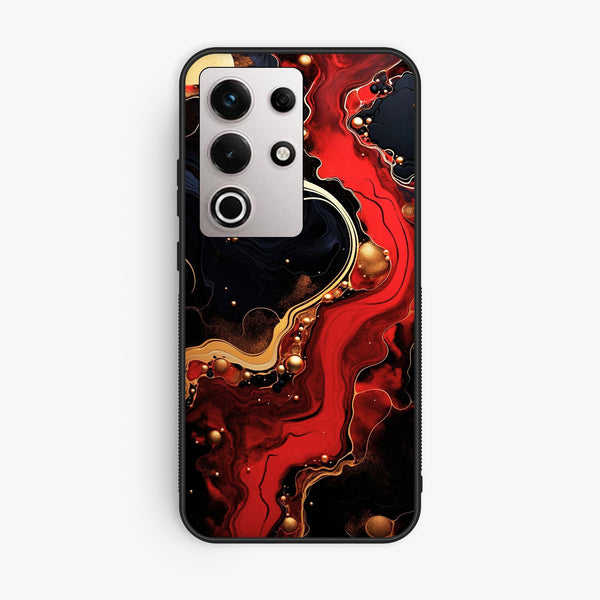 Itel S25 Ultra - Red Gold Marble - Premium Metal Printed Soft Bumper Shock Proof Case