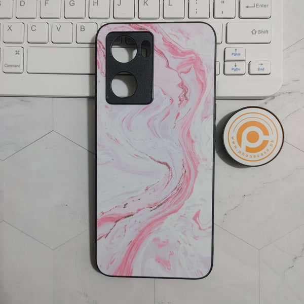 Oppo A57 2022/A77S /OnePlus N20 SE - Pink Marble Design 1 - Premium Printed Glass soft Bumper shock Proof Case CS-23823