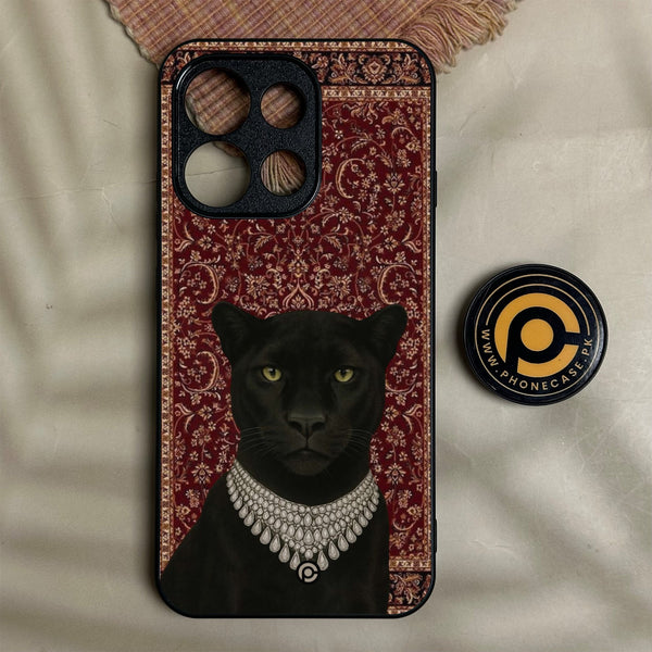 Oppo Reno 16f - Black Panther - Premium Metal Printed Soft Bumper Shock Proof Case