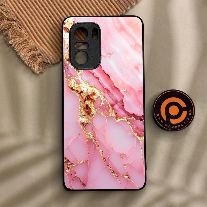 Xiaomi Redmi K40 - Pink Marble 2.0 Design 6 - Premium Metal Printed Soft Bumper Shock Proof Case