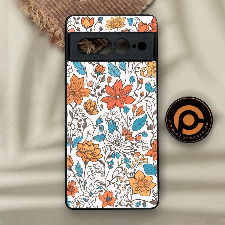 Google Pixel 7 Pro - Floral Series Design 9 - Premium Metal Printed Soft Bumper Shock Proof Case