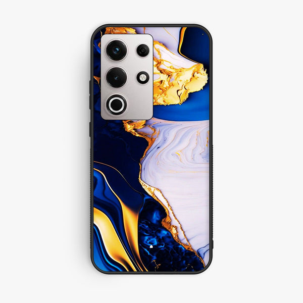 Itel S25 Ultra - Blue Golden Marble - Premium Metal Printed Soft Bumper Shock Proof Case