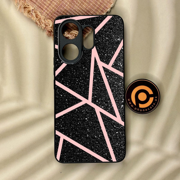 Vivo V60 - Black Sparkle Glitter With Rosegold - Premium Metal Printed Soft Bumper Shock Proof Case