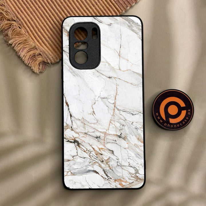 Xiaomi Redmi K40 - White Design 6 - Premium Metal Printed Soft Bumper Shock Proof Case