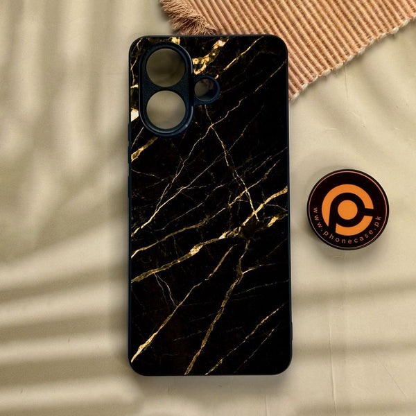 Vivo V60 Lite  - Black Marble Design 7 - Premium Metal Printed Soft Bumper Shock Proof Case