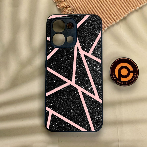 Oppo A6 Pro - Black Sparkle Glitter With Rosegold - Premium Metal Printed Soft Bumper Shock Proof Case