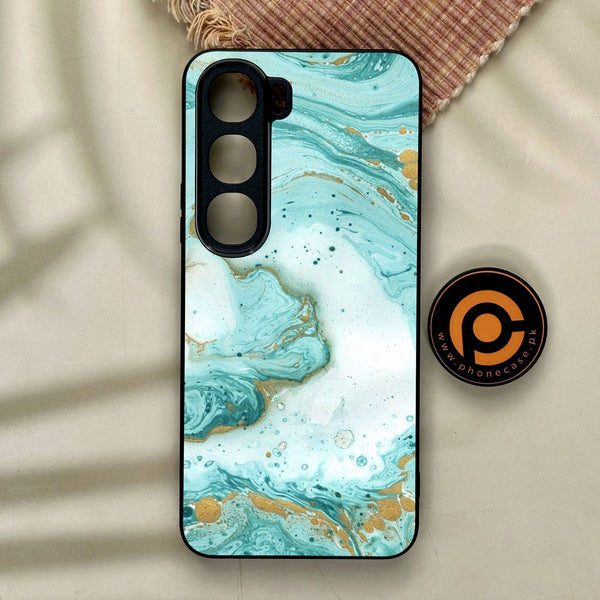 Vivo Y21d - Aqua Blue Marble Design - Premium Metal Printed Soft Bumper Shock Proof Case