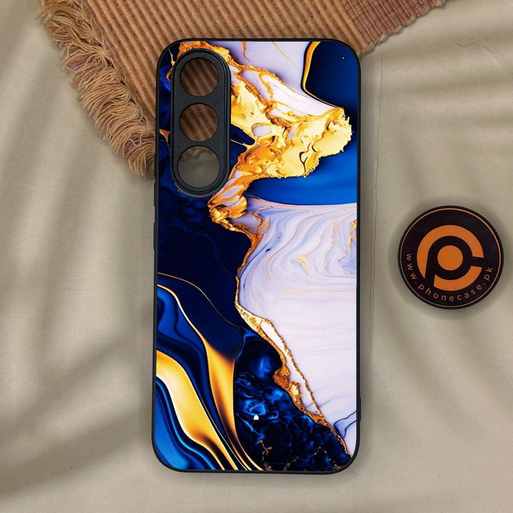 Vivo V70 FE - Blue Golden Marble - Premium Metal Printed Soft Bumper Shock Proof Case