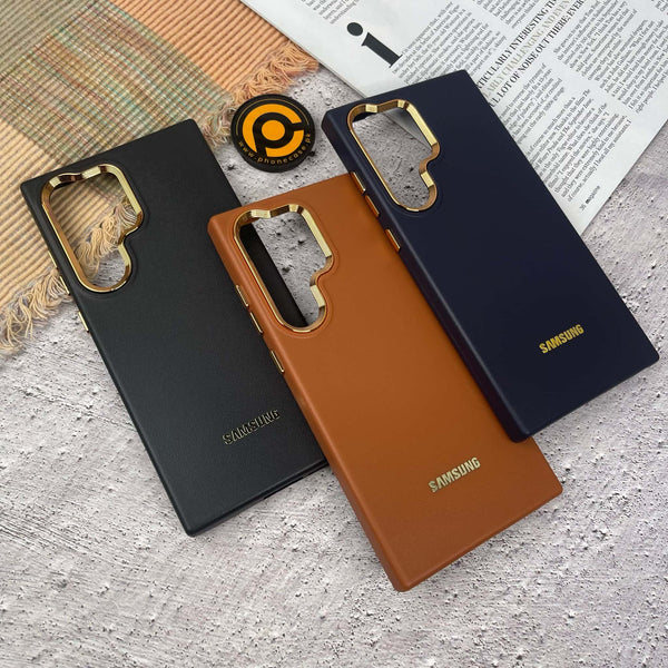 Galaxy S23 Ultra Premium Dual layer Leather Feel Electroplated Case