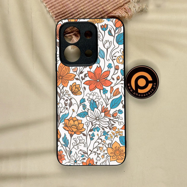 Xiaomi Poco C85 - Floral Series Design 9 - Premium Metal Printed Soft Bumper Shock Proof Case