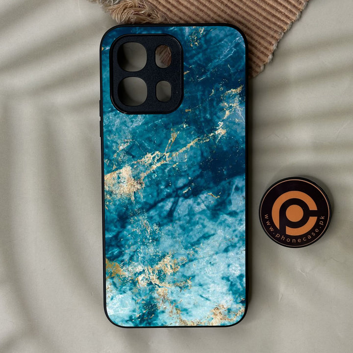 Oppo A6K - Blue Marble Design 4 - Premium Metal Printed Soft Bumper Shock Proof Case