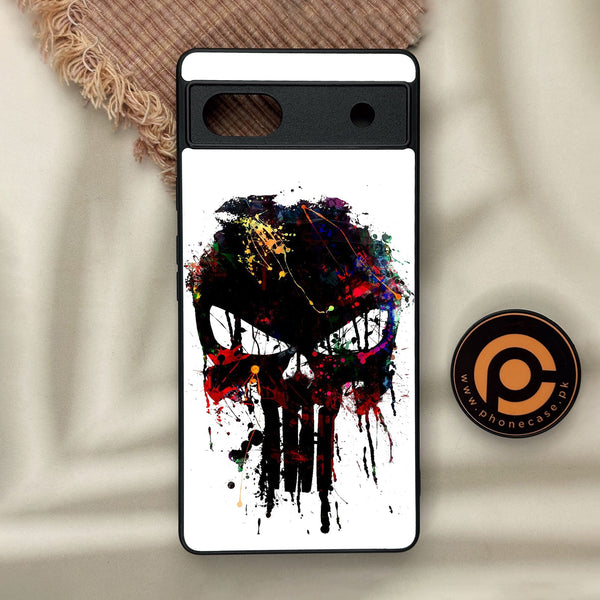 Google Pixel 6a - Punisher Skull Design - Premium Metal Printed Soft Bumper Shock Proof Case