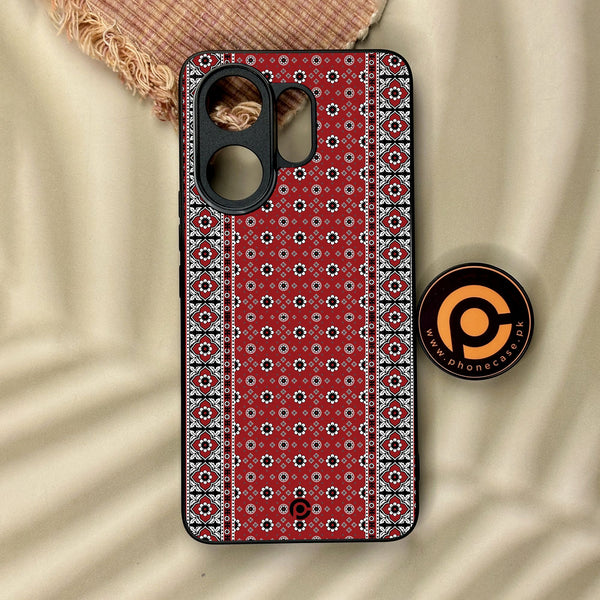 Vivo V60 - Ajrak Design 12 - Premium Metal Printed Soft Bumper Shock Proof Case