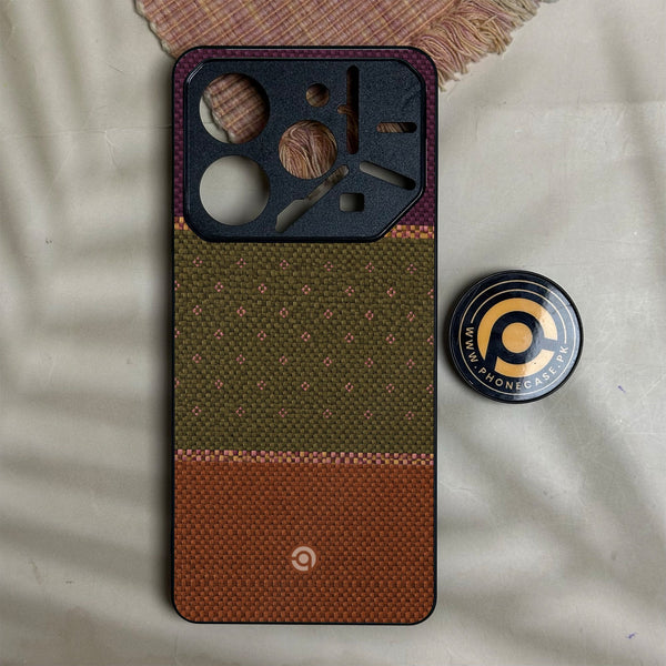 Tecno Pova 6 Neo - Classic Weave Design 5 - Premium Metal Printed Soft Bumper Shock Proof Case