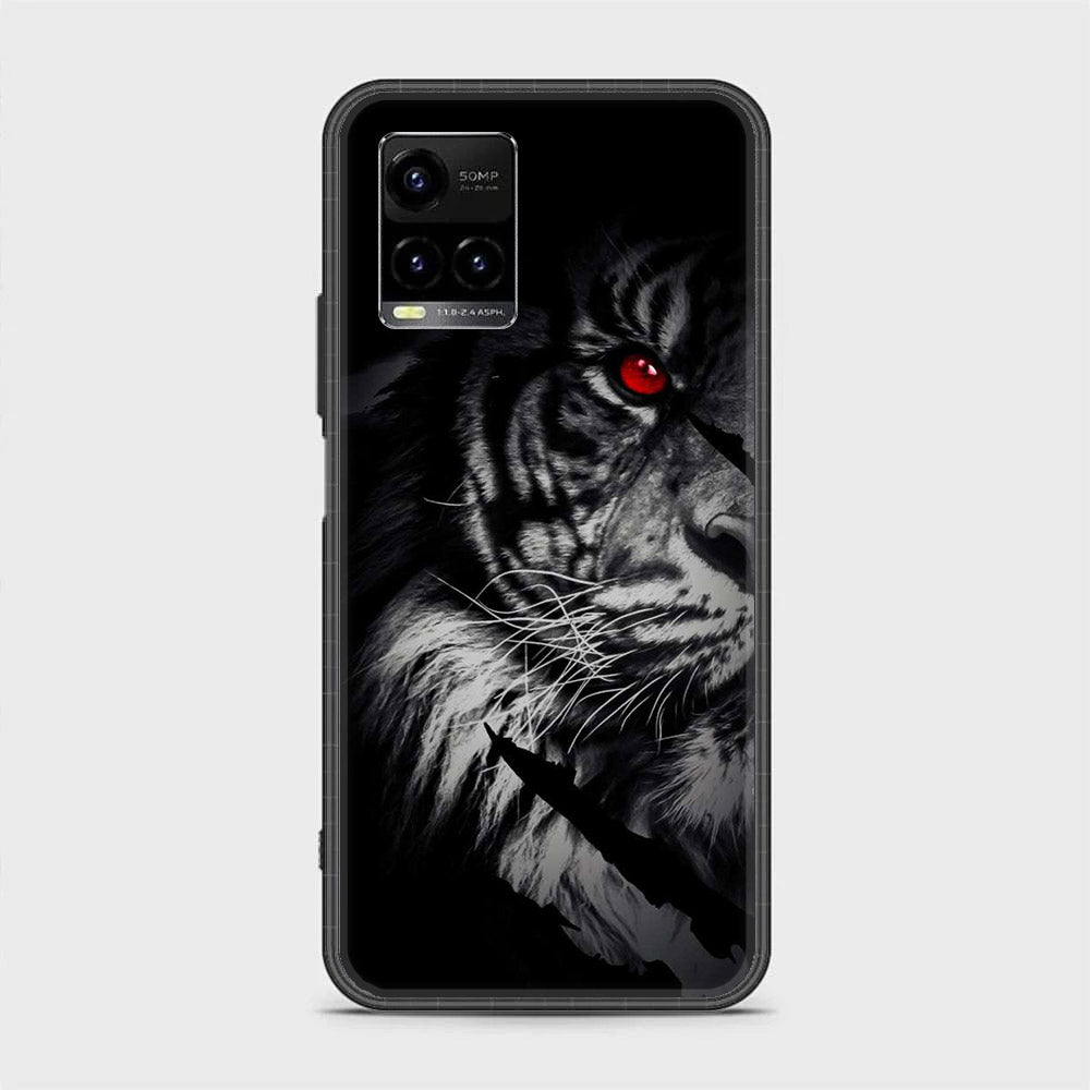 Vivo Y21a - Tiger Series - Premium Printed Glass soft Bumper shock Proof Case