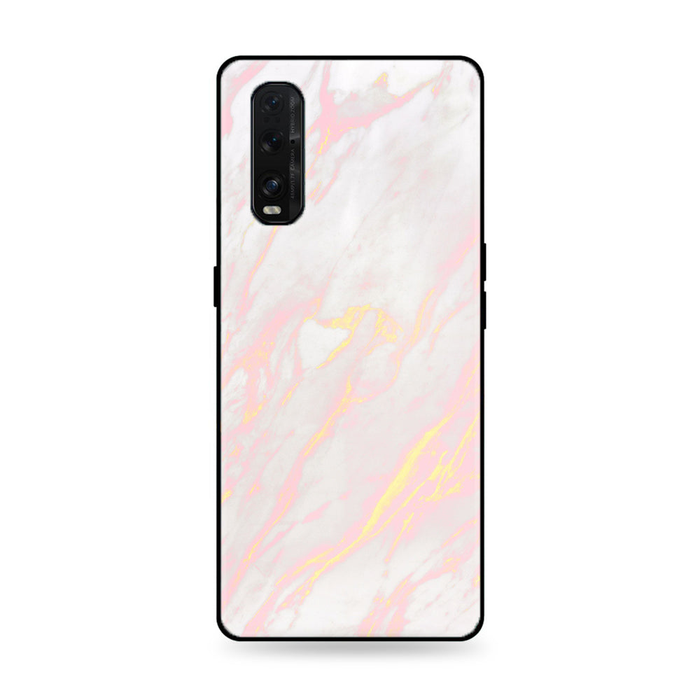 Oppo Find X2 Pro  -Pink Marble Series - Premium Printed Glass soft Bumper shock Proof Case