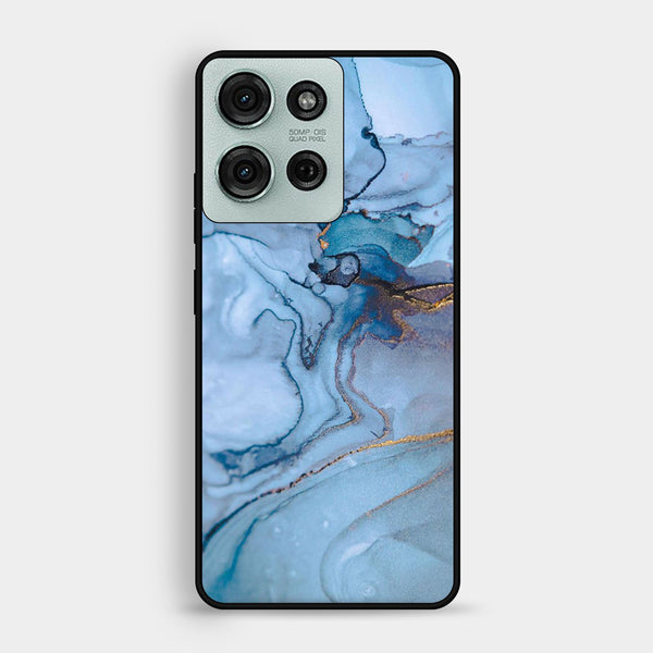 Motorola Moto G75 - Blue Marble Design 1 - Premium Metal Printed Soft Bumper Shock Proof Case