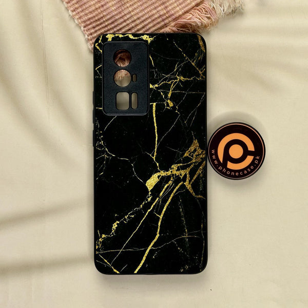 Xiaomi Redmi K60 Pro - Black Marble Design 3 - Premium Metal Printed Soft Bumper Shock Proof Case