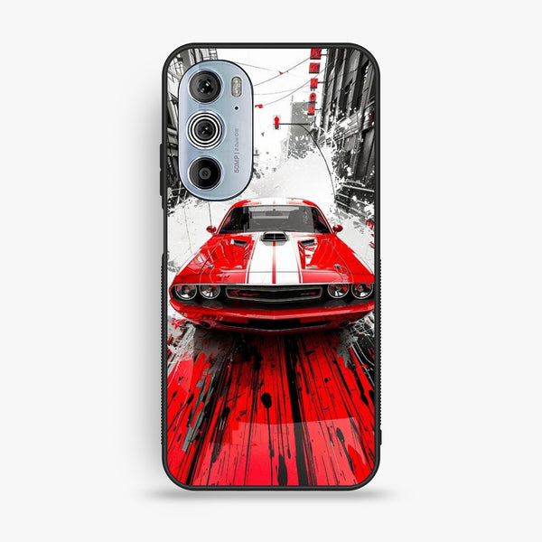 Motorola Edge 30 Pro - Red Muscle Car Thrill - Premium Metal Printed Soft Bumper Shock Proof Case