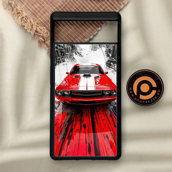 Google Pixel 6 - Red Muscle Car Thrill - Premium Metal Printed Soft Bumper Shock Proof Case