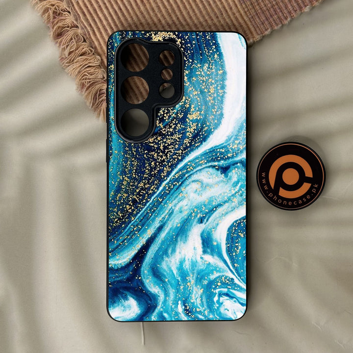 Samsung Galaxy S26 Ultra - Blue Marble Design 5 - Premium Metal Printed Soft Bumper Shock Proof Case