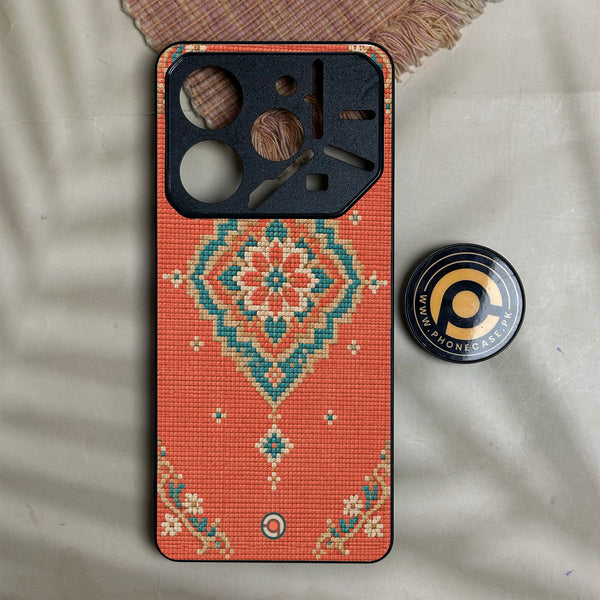 Tecno Pova 6 Neo - Classic Weave Design 18 - Premium Metal Printed Soft Bumper Shock Proof Case