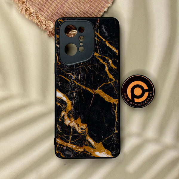 Oppo Find X5 Pro - Golden Black Marble - Premium Metal Printed Soft Bumper Shock Proof Case