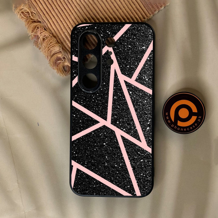 Tecno Camon 50 Ultra - Black Sparkle Glitter With Rosegold - Premium Metal Printed Soft Bumper Shock Proof Case