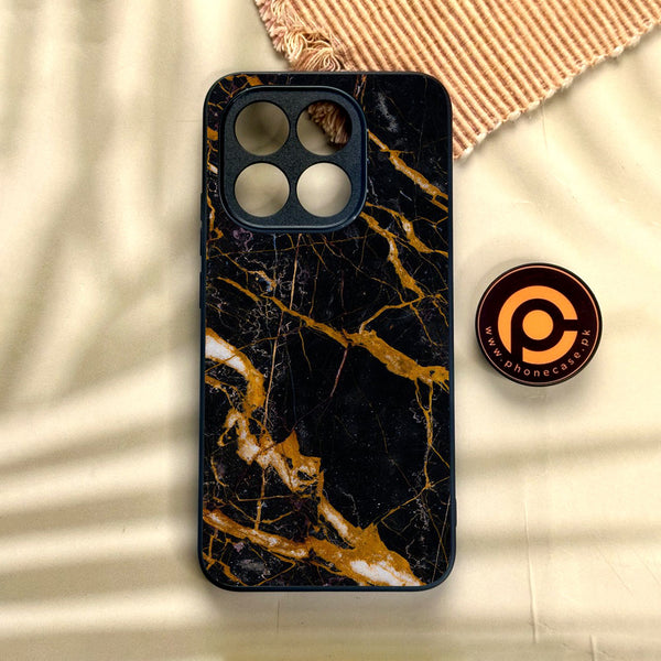 Xiaomi 15T - Golden Black Marble - Premium Metal Printed Soft Bumper Shock Proof Case