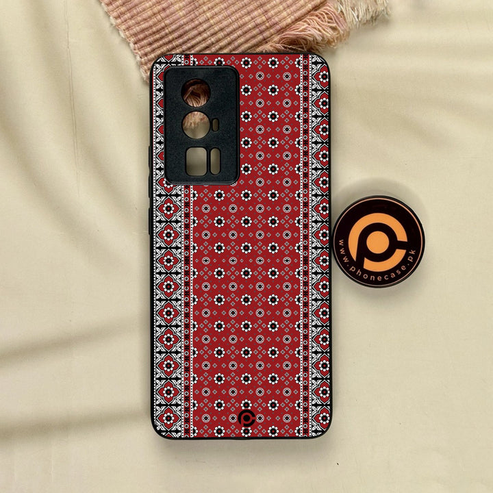 Xiaomi Redmi K60 Pro - Ajrak Design 12 - Premium Metal Printed Soft Bumper Shock Proof Case