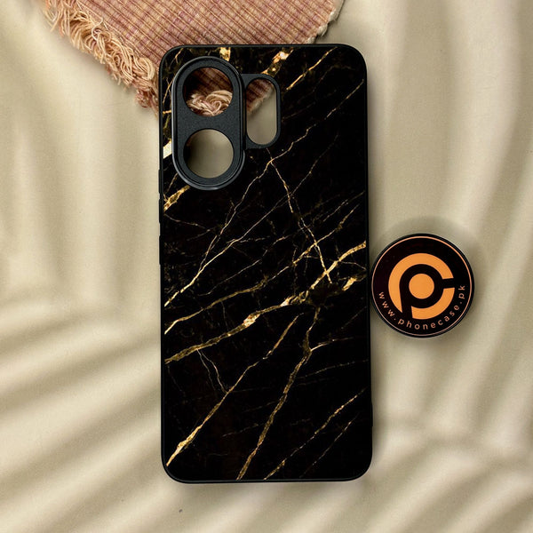 Vivo V60 - Black Marble Design 7 - Premium Metal Printed Soft Bumper Shock Proof Case
