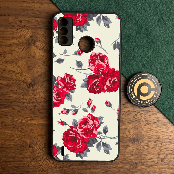 Tecno Spark 6 GO - Floral Series Design 8 - Premium Metal Printed Soft Bumper Shock Proof Case