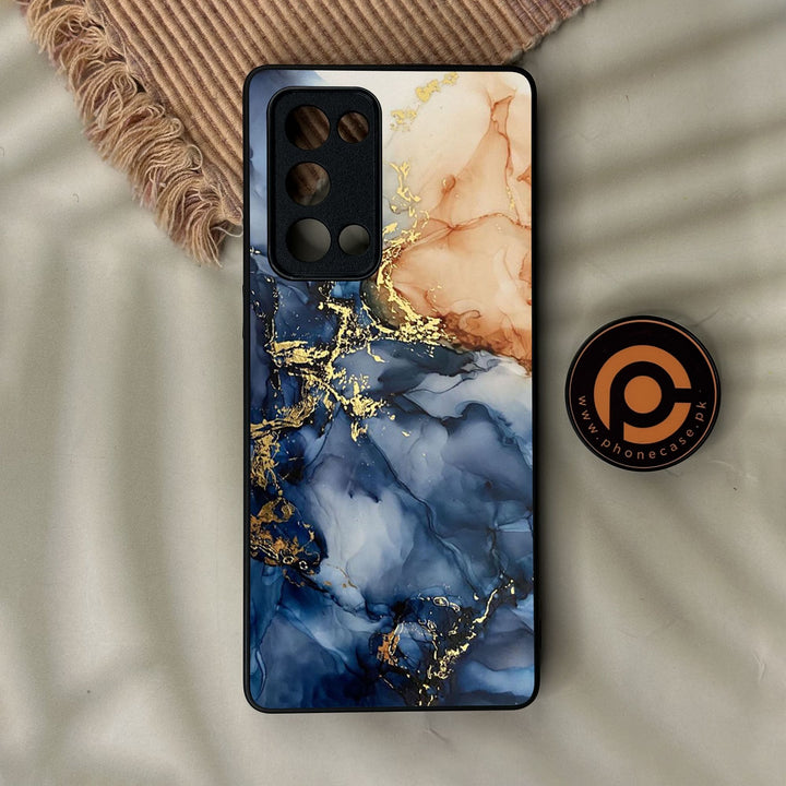 Oppo Reno 6 Pro Plus - Blue Marble Design 9 - Premium Metal Printed Soft Bumper Shock Proof Case