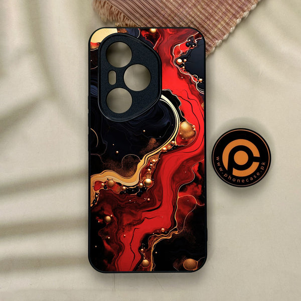 Honor 400 Pro - Red Gold Marble - Premium Metal Printed Soft Bumper Shock Proof Case
