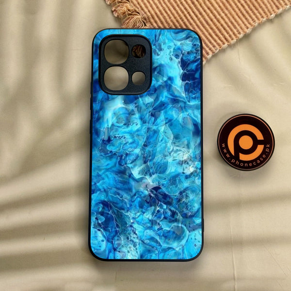 Oppo A6 Pro - Blue Marble Design 6 - Premium Metal Printed Soft Bumper Shock Proof Case