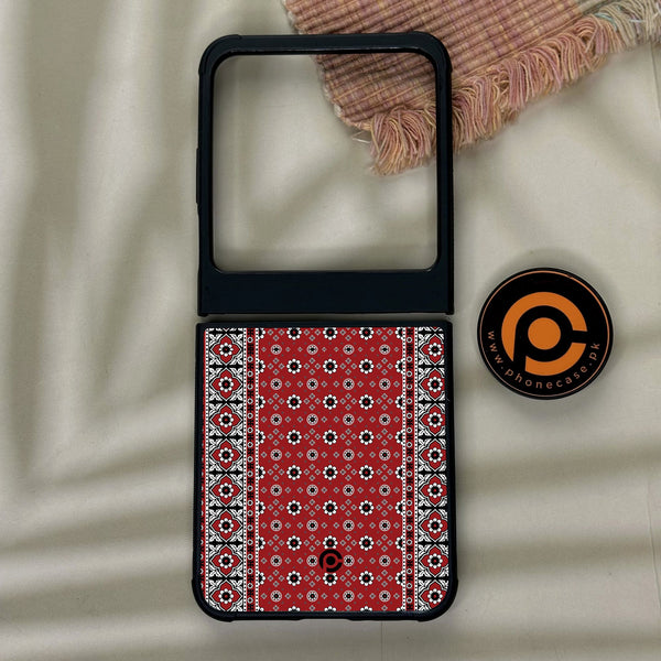 Motorola Razr 50 - Ajrak Design 12 - Premium Metal Printed Soft Bumper Shock Proof Case
