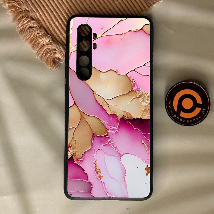 Xiaomi Mi Note 10 Lite - Pink Marble 2.0 Design 4 - Premium Metal Printed Soft Bumper Shock Proof Case