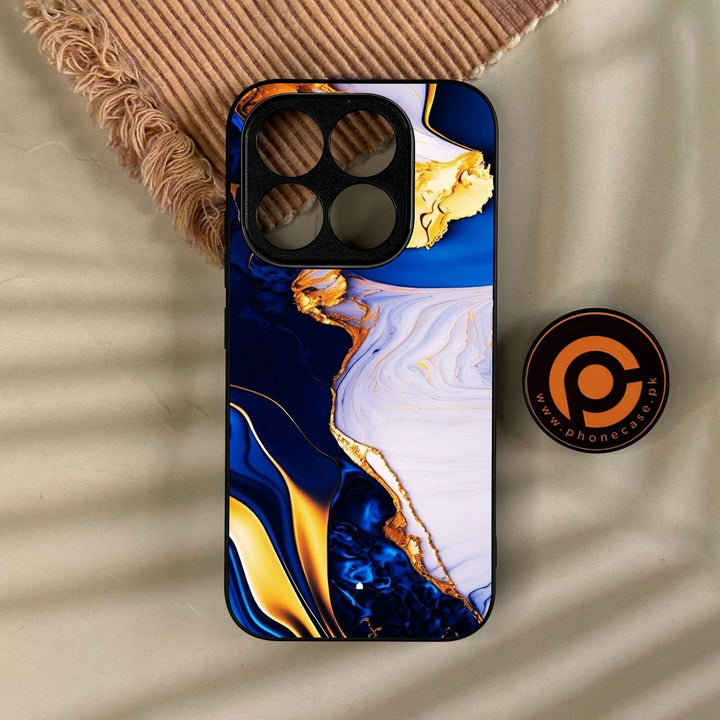 Xiaomi 17 - Blue Golden Marble - Premium Metal Printed Soft Bumper Shock Proof Case