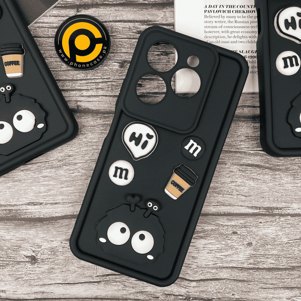 Infinix Hot 40 pro/ Hot 40 / Tecno Spark 20 Pro Cute 3D Briquette m&m icons Liquid silicon Case