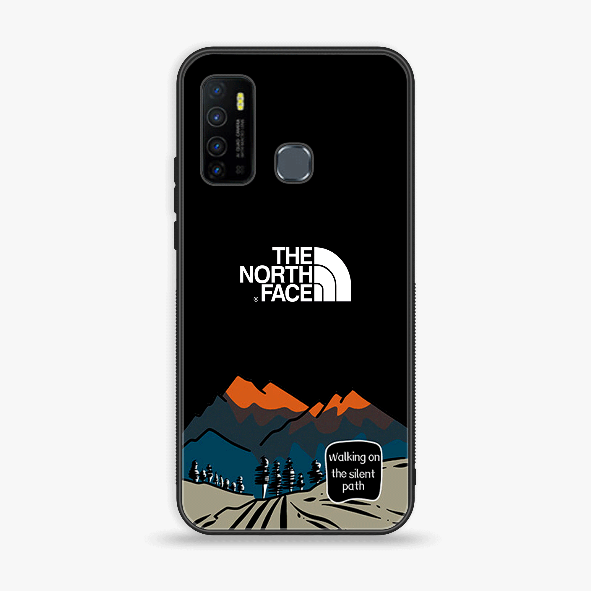 Infinix Hot 9 Play - The North Face Series - Premium Printed Glass soft Bumper shock Proof Case