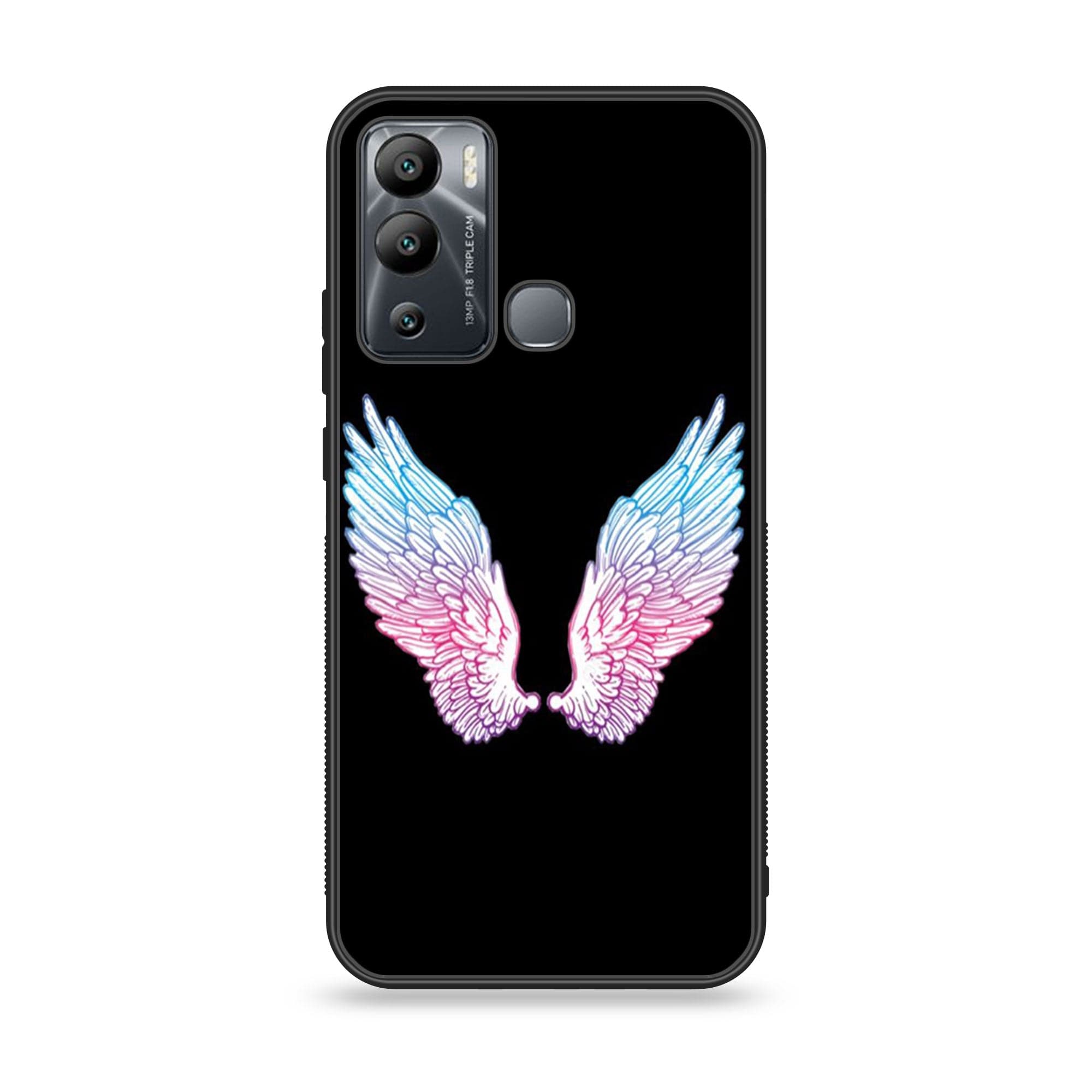 Infinix Hot 12 Play - Angel Wings Series - Premium Printed Glass soft Bumper shock Proof Case