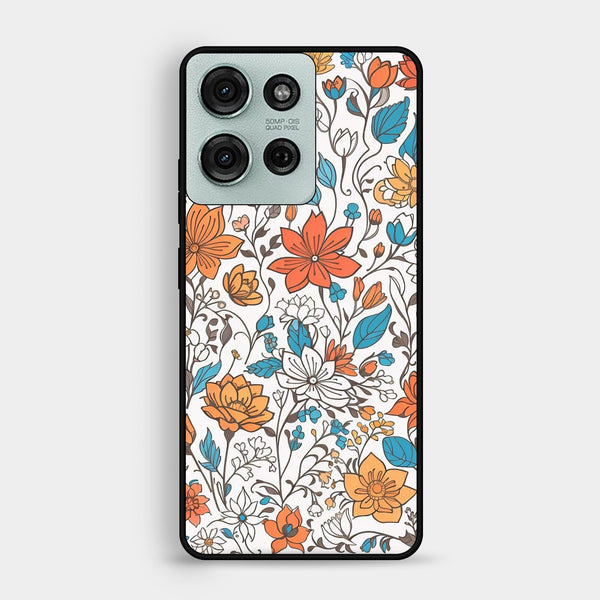 Motorola Moto G75 - Floral Series Design 9 - Premium Metal Printed Soft Bumper Shock Proof Case