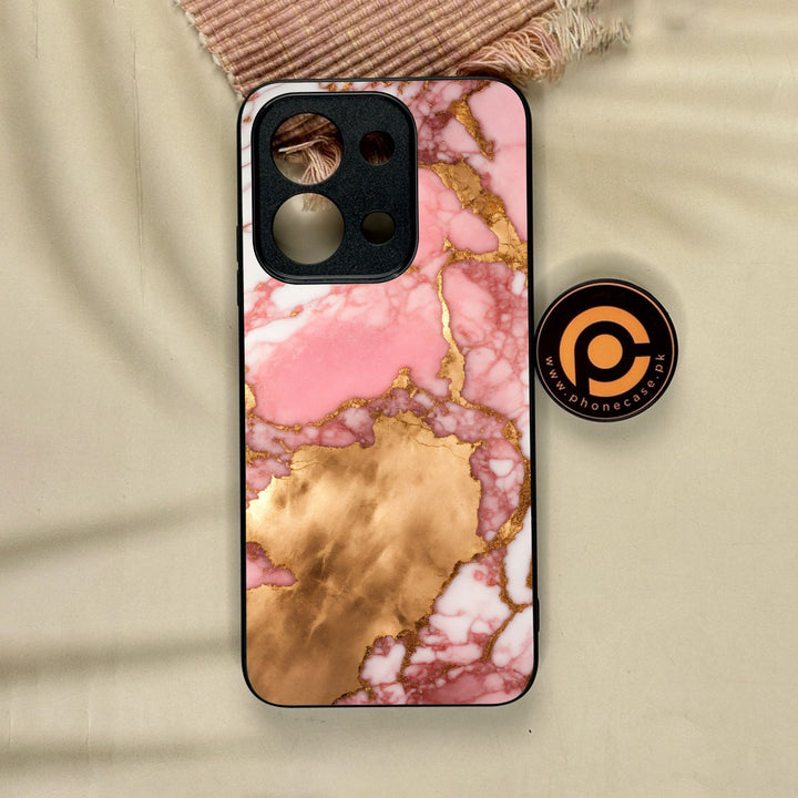 Xiaomi Poco C85 - Pink Marble 2.0 Design 7 - Premium Metal Printed Soft Bumper Shock Proof Case