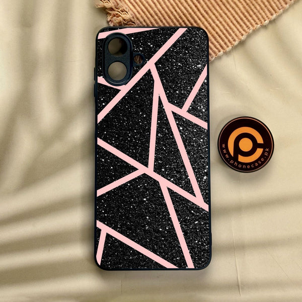 Samsung Galaxy A07 - Black Sparkle Glitter With Rosegold - Premium Metal Printed Soft Bumper Shock Proof Case