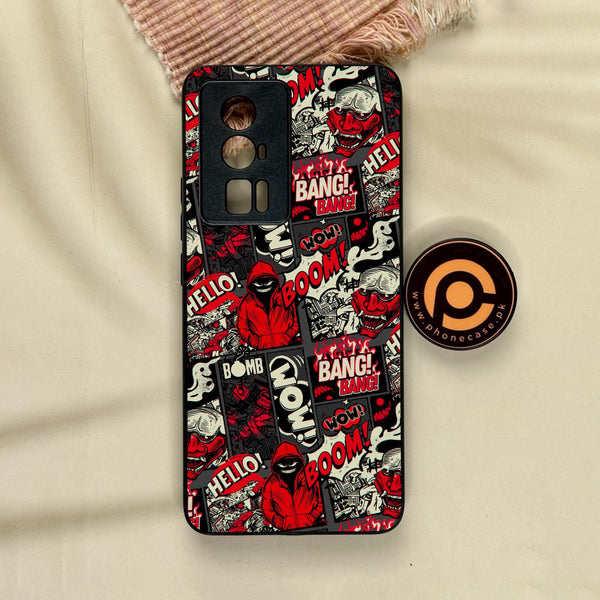 Xiaomi Poco F5 Pro - Boom Red - Premium Metal Printed Soft Bumper Shock Proof Case